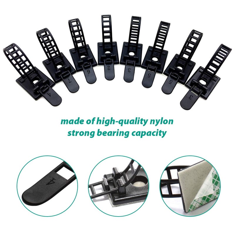 RayTour 50 Pieces Cable Management Desk Wire Organizer Cable Ties Zip Ties Adhesive Cord Clips Cord Keeper Desk Wire Management - Image 2